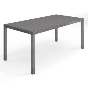 Martha Stewart Bedford 70" Indoor-Outdoor Patio Table with Brushed Woodgrain Aluminum Finish - 1 of 4