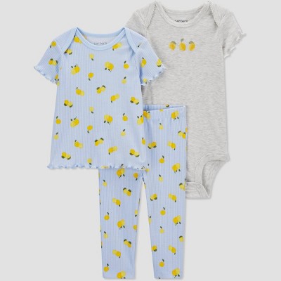 Image of Carter's Just One You® Baby Girls' Lemon Top & Bottom Set - Blue 3M