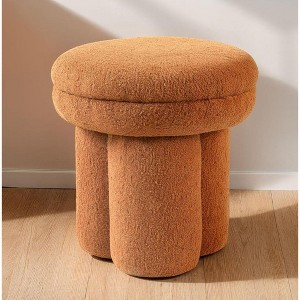 CAVINAS Mushroom Accent Stool,17.5" Ottoman with Round Top,Pedestal Base,Shearling Fabric,Upholstered Armless Chairs for Living Room - 1 of 4