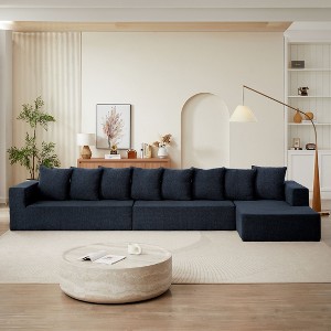 Chenille Modular Sofa: Modern Upholstered Sectional Couch with Plush Seating, Fixed Cushions - 1 of 4