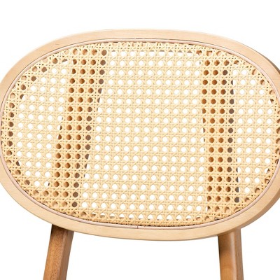 Mid-Century Grey Fabric and Natural Oak Counter Stools, Set of 2