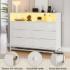 Dresser for Bedroom With LED Light & Charging Station, 6 Drawers Wooden Dressers , Modern Chest of Wide Drawers for Bedroom Room, Entryway, Hallway - 4 of 4