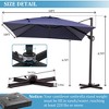 Pellebant 10ft Aluminum Patio Offset Cantilever Umbrella UV30 Square with 360Rotation 6 Heights Adjustable Outdoor Umbrella - 3 of 4