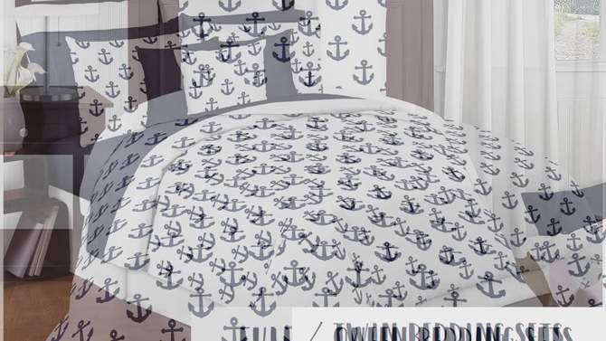 Sweet Jojo Designs Gender Neutral Baby Fitted Crib Sheet Sailor Navy Blue and White, 2 of 8, play video