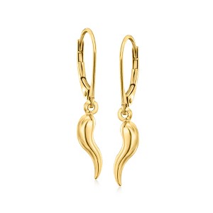 Ross-Simons 10kt Yellow Gold Italian Horn Drop Earrings - 1 of 3