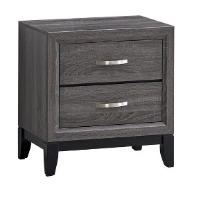 Gulches Glasgow Nightstand, Soft Gray Finish with Brushed Steel Handles, 2 Dovetail Drawers, Contemporary Design - 1 of 4
