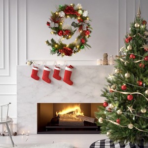 6 Ft Pre-Lit Christmas Garland with Lights for Mantle Table Setting Fireplace, Outdoor Indoor Artificial Garland for Staircase Front Door Porch Home - 1 of 4