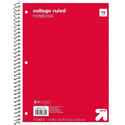 College Ruled 1 Subject Flexible Paperboard Cover Spiral Notebook - up&up™