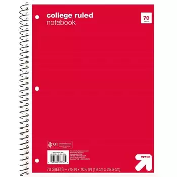Wide Red 1 Paperboard Cover Spiral Notebook - Up & : Target