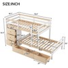 PAGED Twin over Twin Loft and Bunk Bed with Drawers and Ladder, Open Shelves, Guardrail and Ladder for Bedroom, Pine, Gray - 3 of 4