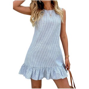 casual sleeveless ruffle dress Cabana Life - Sleeveless Ruffle Sport Dress - Navy
