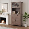 72 inch Kitchen Pantry with Glass Doors, Farmhouse Coffee Bar Cabinet with Storage Drawers, Standing Storage for Kitchen & Dining Room - 3 of 4
