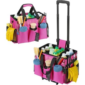 Rolling Cleaning Caddy Bag with Detachable Trolley, Large Portable Cleaning Supply Organizer on Wheels with Shoulder Strap - 1 of 4