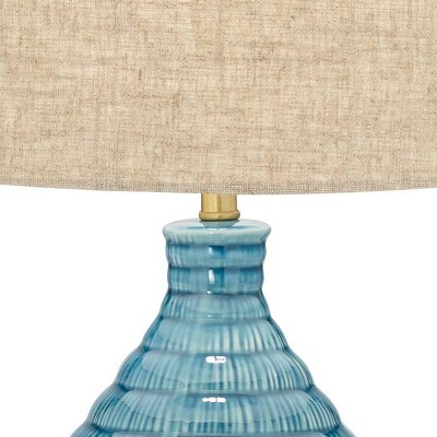 Sky Blue Ceramic Table Lamp with Linen Shade
