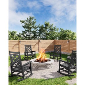 TROPOW Outdoor Rocking Chair, All Weather HDPE Plastic Patio Rocker Chair with Wide Armrests, Classic Fire Pit Chair for Porch, Deck, Lawn, Garde - 1 of 4
