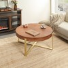 NicBex Modern Home Decor Splicing Round Coffee Table with Cross Legs Fir/Pine Wood Tabletop Center Table for Living Room - 3 of 4