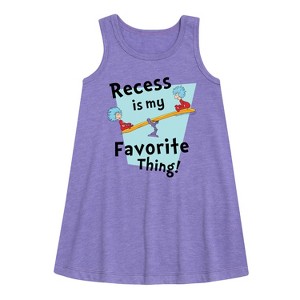 - Dr. Seuss - Recess Is My Favorite Thing Graphic Sleeveless Aline Dress - 1 of 4