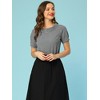 Allegra K Women's 1950s Round Neck Short Sleeve Gingham Tops - 2 of 4