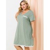 Agnes Orinda Women's Plus Size Pajamas Knit Lace Trim Polka Dots Short Sleeve Nightgowns - 4 of 4