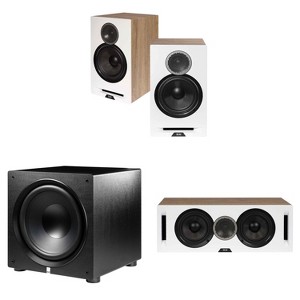 Elac DBR62-W - Debut Reference 6.5" Bookshelf Speakers - White, Pair, Elac DCR52-W - Debut Reference 5.25" Center Speaker - White and Elac PS500-BK... - 1 of 4