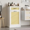 Modern White Rattan Tilt-Out Trash Cabinet, Large, Kitchen, Hidden Trash Can Storage with Drawer - 4 of 4