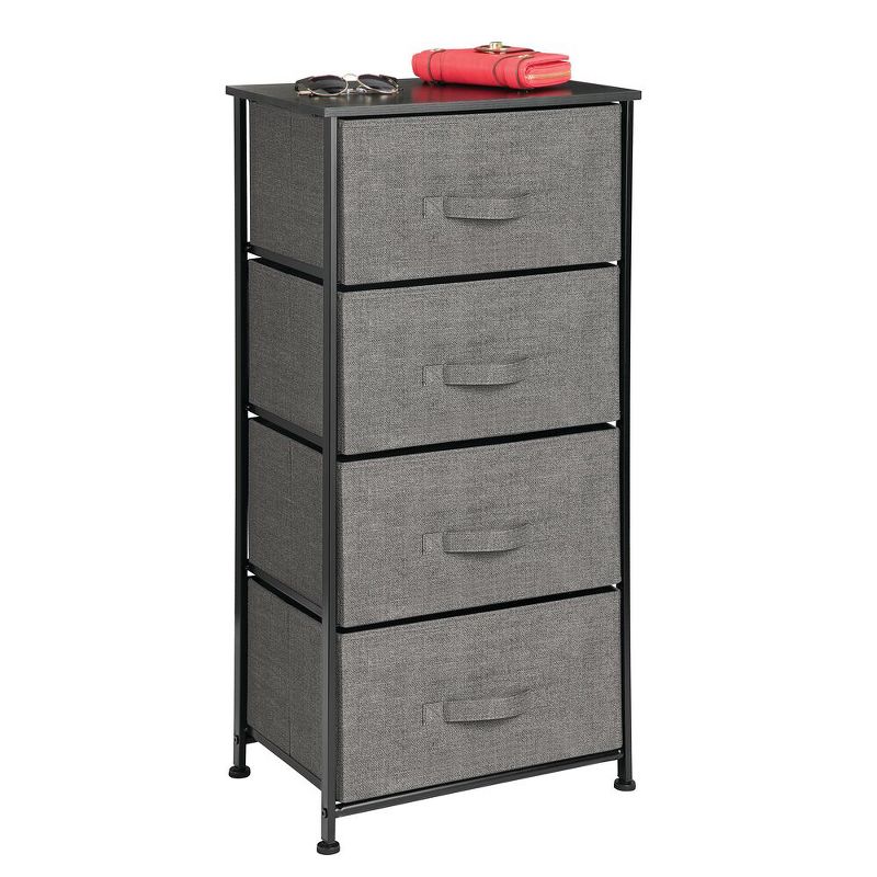 mDesign Tall Dresser Storage Tower Stand with 4 Fabric Drawers - Charcoal Gray, 5 of 6
