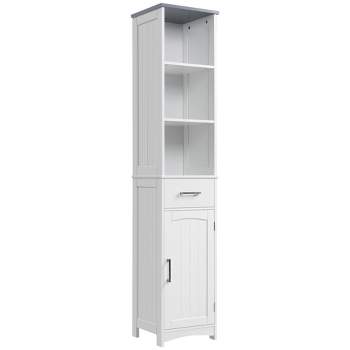 Ktaxon Bathroom Cabinet Wooden Linen Tower Narrow Tall Storage Cabinet,  Bathroom Floor Cabinet, Glass Display Cabinet Organizer Cupboard with  Drawers & 5-Shelf for Kitchent Living Room Entryway Bedroo 