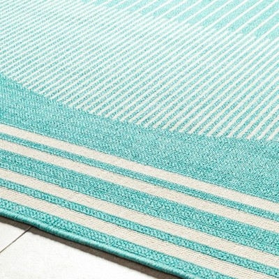 Heathr Turquoise and Ivory Geometric Synthetic Area Rug 2'5" x 4'5"