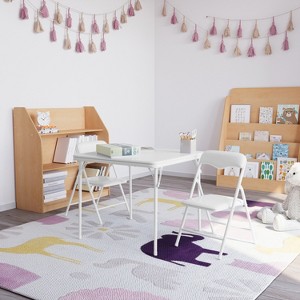 Emma and Oliver Kids 3 Piece Folding Table and Chair Set - Kids Activity Table Set - 1 of 4