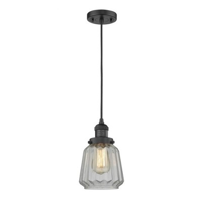 Chatham - 1 Light Cord Hung Mini Pendant In Art Deco Style-11 Inches Tall and 7 Inches Wide