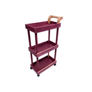 Suite Bebe Camden 3-Tier Wooden Rolling Utility Cart Organizer and Caddy - Walnut Shelves/ Black Frame - 1 of 1