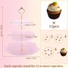 Unique Bargains 3 Tier Dessert Cupcake Stand Flower Shape Cup Cake Holder Tower Pink Gold Tone - 2 of 4