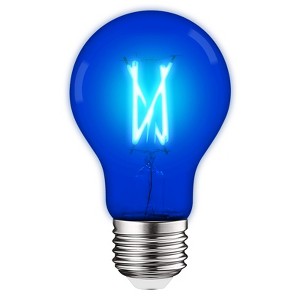 Luxrite A19 LED Blue Edison Light Bulb, 4.5W=60W Equivalent, Clear Glass Filament, UL Listed, Indoor Outdoor, Porch, E26 Standard Base - 1 of 4