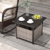 Costway Rattan Wicker Steel Side Table Outdoor Furniture Deck Garden Patio Pool Black/Gray/Brown - 2 of 4