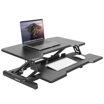 Mount-It! Height Adjustable Standing Desk Converter, Compact 30 Wide Tabletop Standing Desk Riser w/ Gas Spring, Stand Up Desk w/ Keyboard Tray