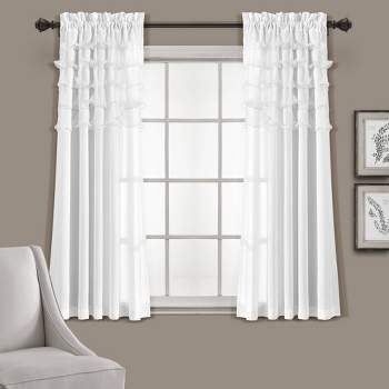 Set of 2 (84"x54") Avery Light Filtering Window Curtain Panels White - Lush Décor