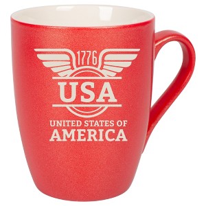 100 North United States of America 10 Ounce Crimson Red Metallic Finish, Comfortably Fits Your Hands, New Bone China Coffee Tea Cup Mug, USA United - 1 of 1
