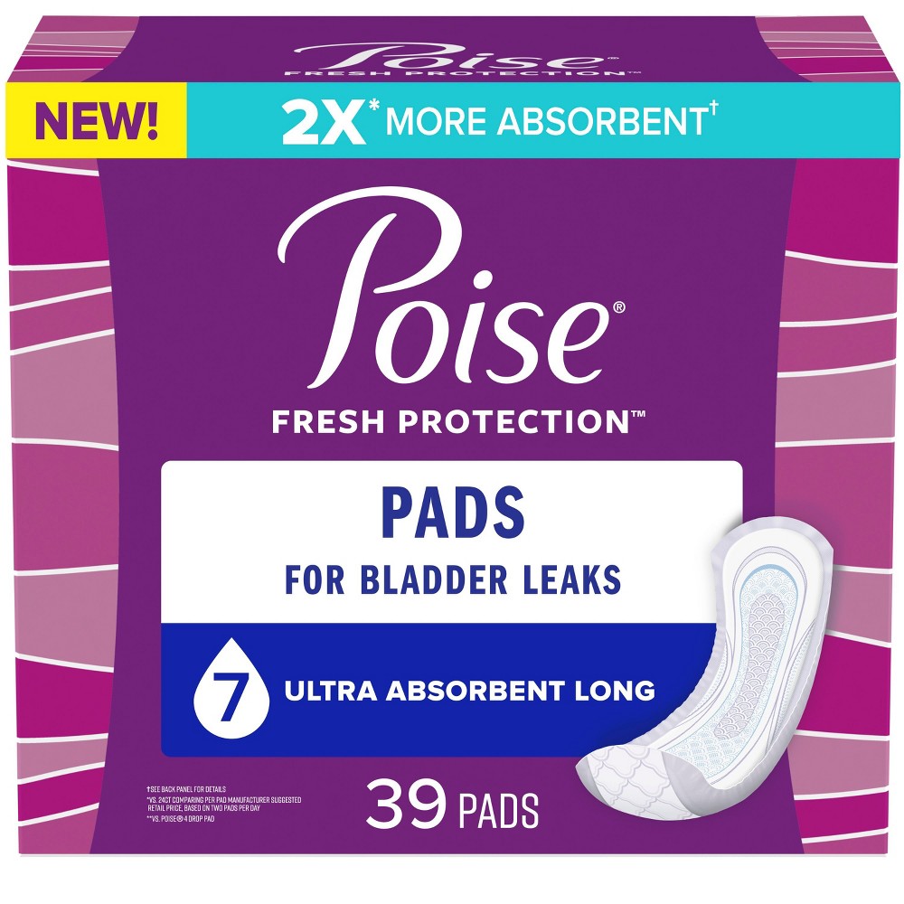 Poise Ultra Fresh Protection Long Incontinence Pads - 7 Drop - 39ct