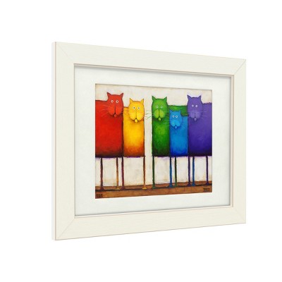 Trademark Fine Art -Daniel Patrick Kessler 'Rainbow Cats' Matted Framed Art