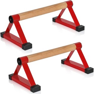 Wooden Parallettes Bars 500LB Capacity, Anti-Slip Push Up Handles for Calisthenics, Handstands - 1 of 4