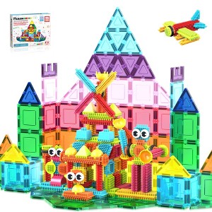 PICASSO-TILES 75 PC Magnetic Tiles & Soft Hedgehog Building Block Set, STEM Toys for Kids 3+ - 1 of 4