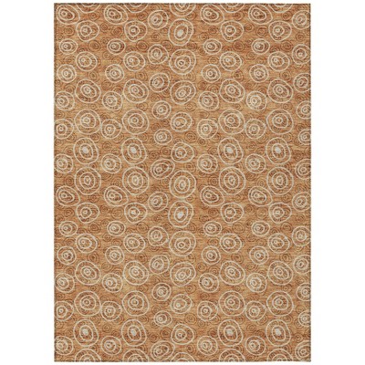 Terra Cotta Copper And Beige Geometric Washable Indoor Outdoor Area Rug
