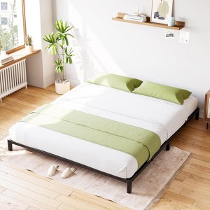 Full/Queen/King Metal Bed Frame – 6"/8"/10"/12"/14"/16" Platform, Heavy Duty Steel Slat Support, No Box Spring Needed, Easy Assembly, Black - 1 of 4