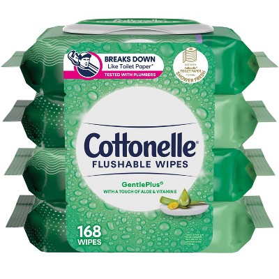 Cottonelle GentlePlus Flushable Wipes with Aloe & Vitamin E - 4pk/42ct
