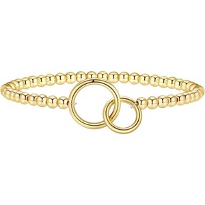 Gold Bracelets for Women 14K Gold Plated Beaded Bracelets Gold Stretch Bead Bracelet Handmade Ball Charm Bracelet - 1 of 4
