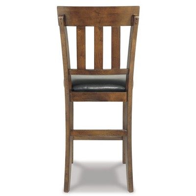 Ralene Medium Brown Faux Leather Counter Height Barstools, Set of 2