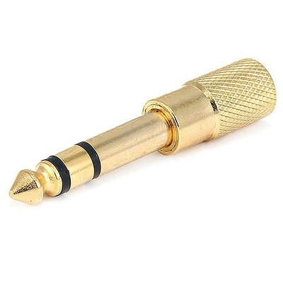 Monoprice Metal 1/4in (6.35mm) TRS Stereo Plug to 3.5mm TRS Stereo Jack Adapter, Gold Plated
