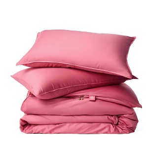 Canadian Down & Feather Company - 3 Piece Duvet Cover Set with 3-Sided Zipper, Hollyhock - 1 of 4