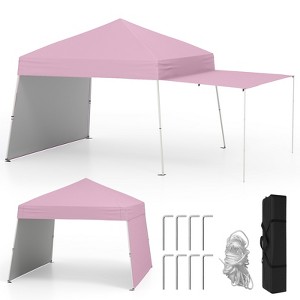Tangkula 14 X 9.2 FT Pop up Canopy Tent w/ 2 Convertible Sidewalls to Awning & Stakes - 1 of 4