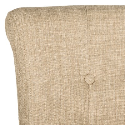Beige Upholstered Parsons Side Chair with Wood Legs